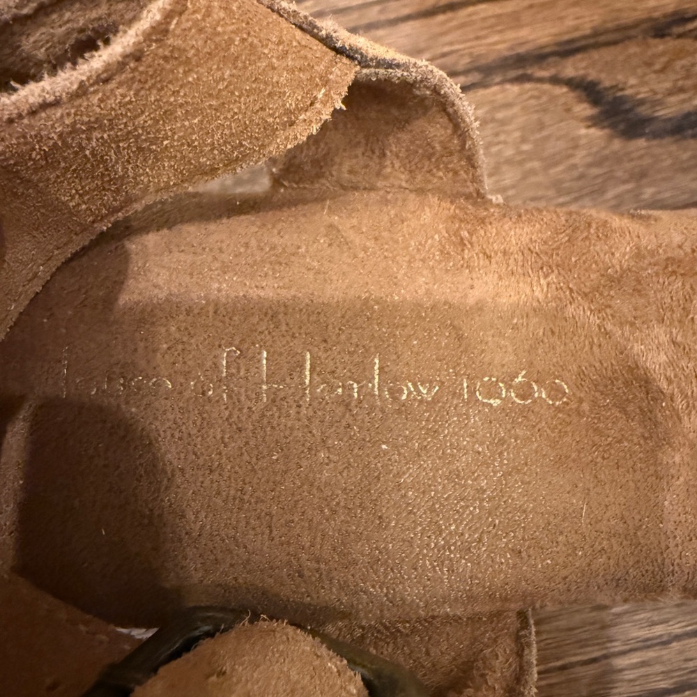 House of Harlow 1960 Tan Suede Platform Clogs with Studs Size 8.5 - Picture 9 of 16